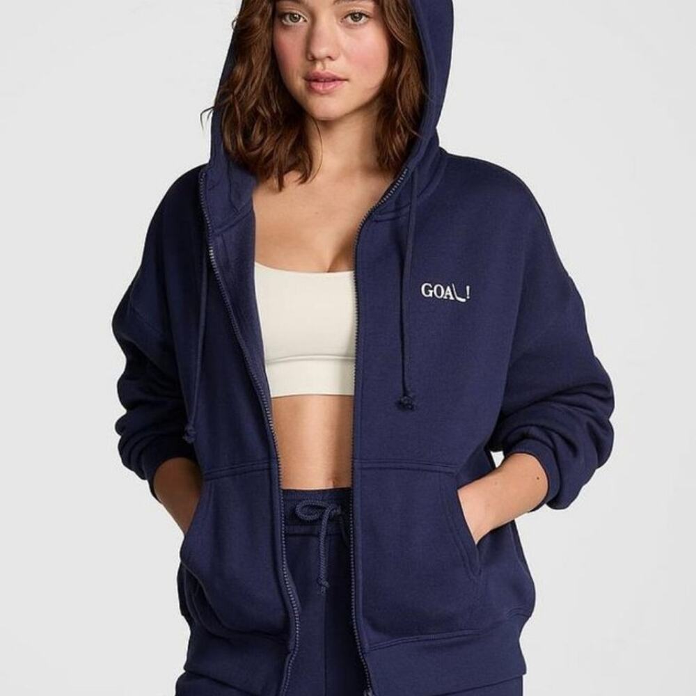 Victoria's Secret Pink Ivy Fleece Campus Full-Zip Hoodie NWT $59.95 XXL Hockey